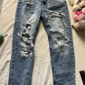 Men's Distressed Blue Jeans